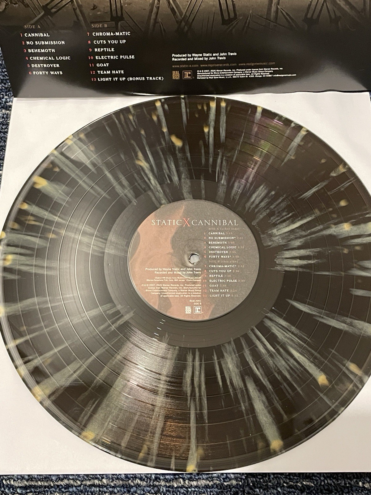 STATIC X-Cannibal LP Vinyl Remastered 2026 Black/Gold Splatter Only 300 Copies!