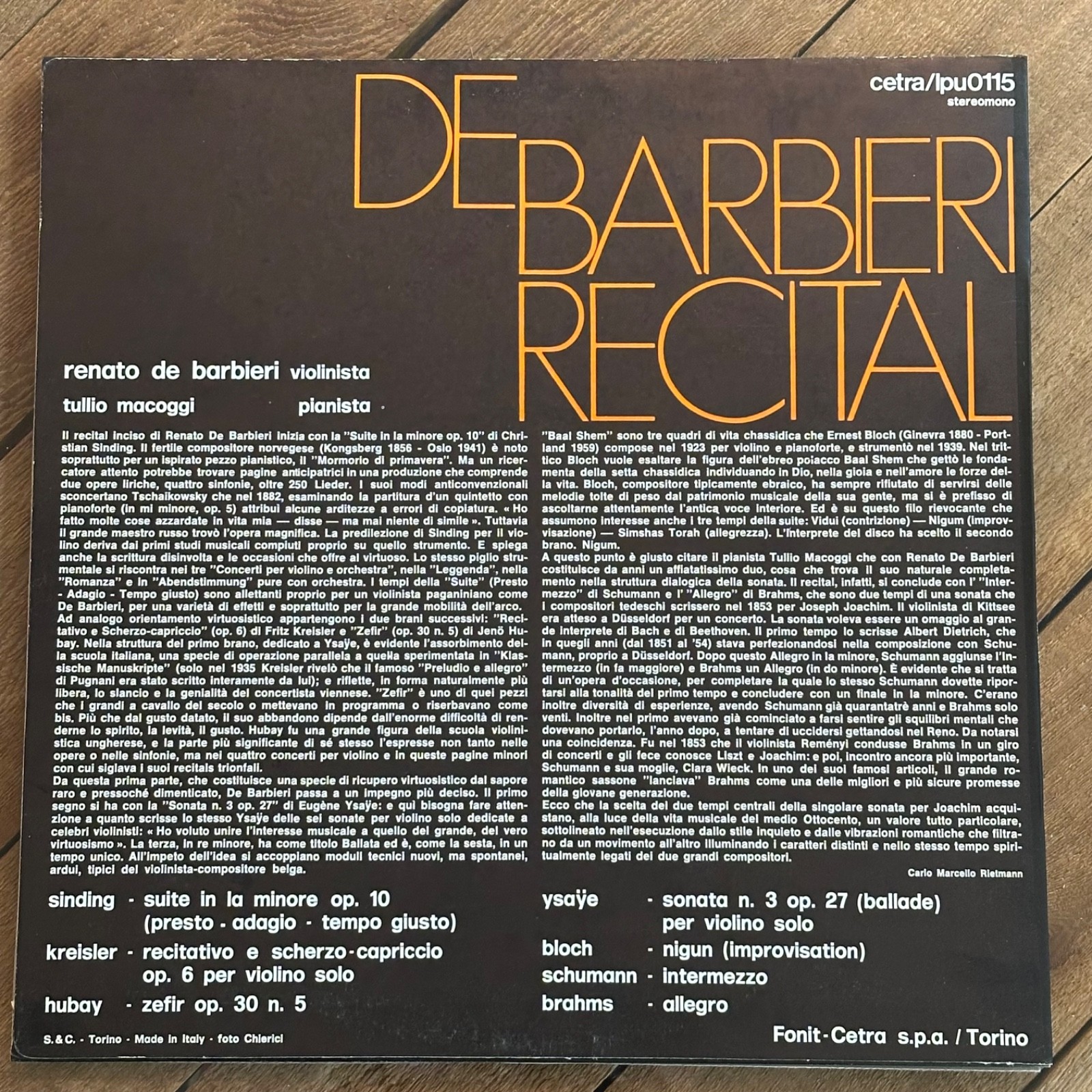 Renato De Barbieri Recital NM-! ED1 Certa lp LPU 0115 DG Italy Tullio Macoggi
