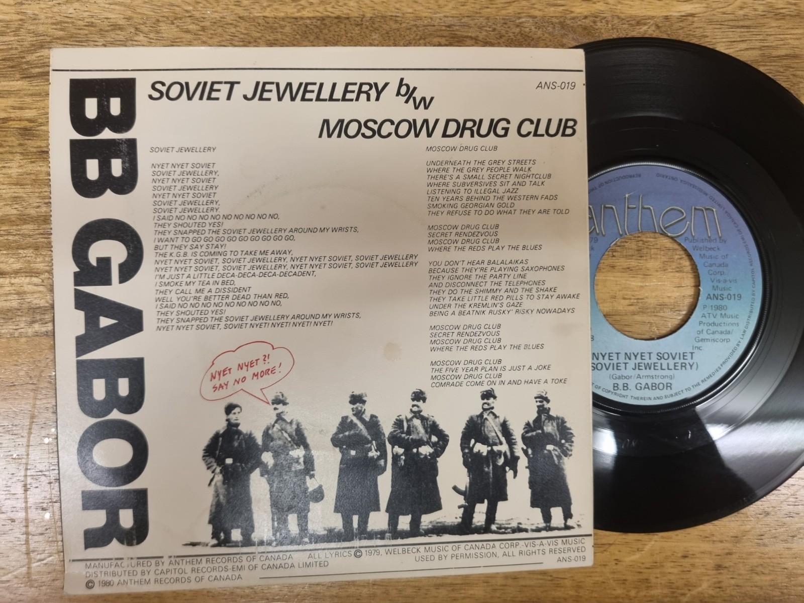 B.B. Gabor – Nyet Nyet Soviet 1980 7” Anthem – ANS-019 New Wave Canada