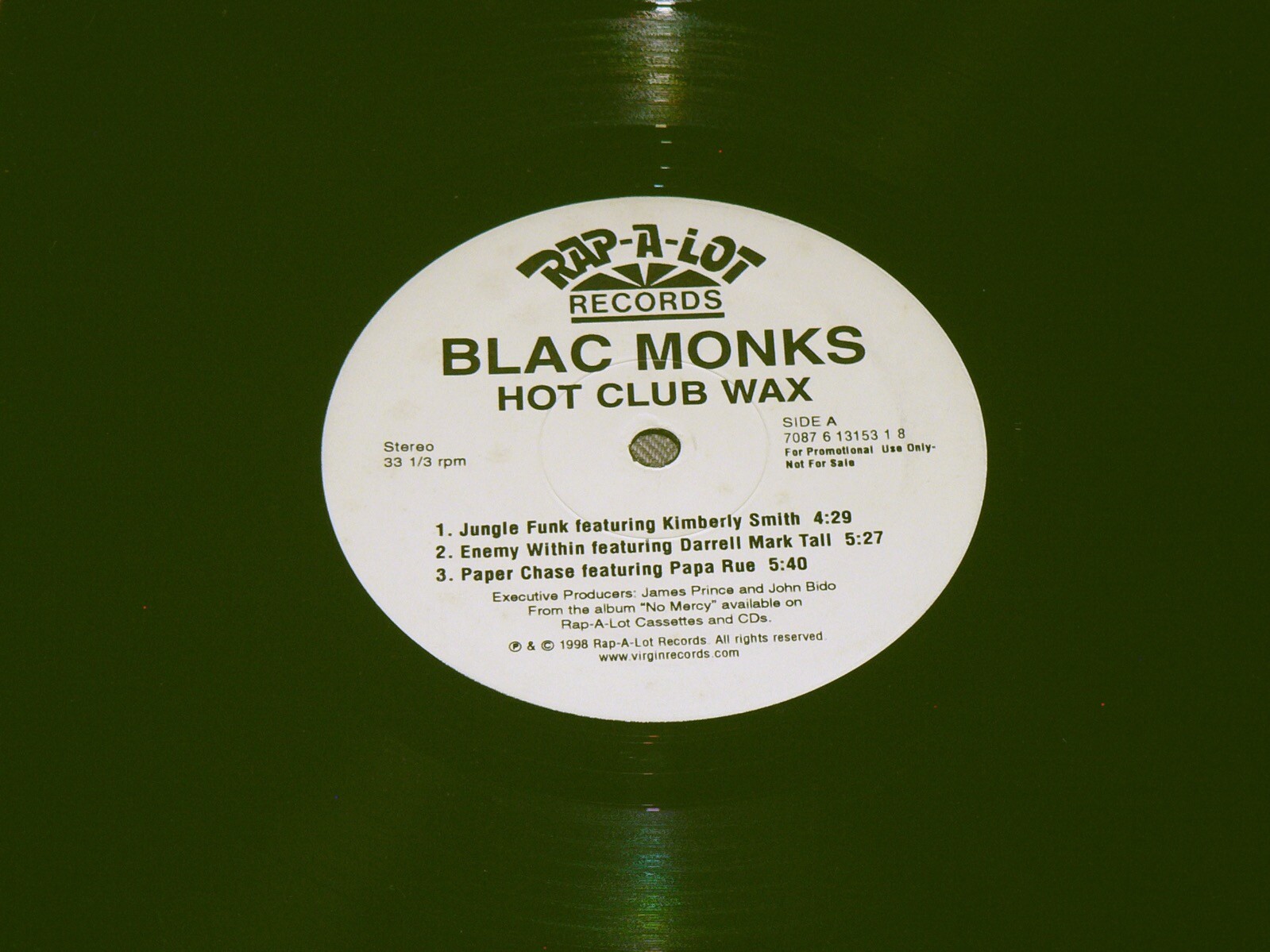 BLAC MONKS Hot Club Wax Rap-A-Lot 708761315318 WLP Gangsta Rap Funk 12” Vinyl EP