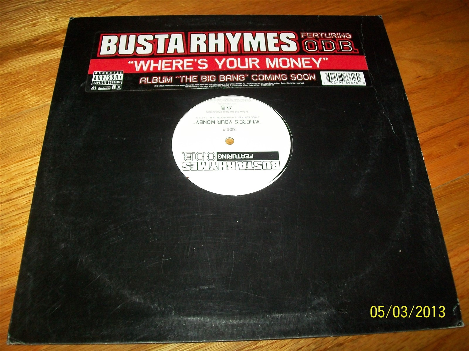 BUSTA RHYMES FEATURING O.D.B. – WHERE’S YOUR MONEY LP VERY GOOD VERY RARE!