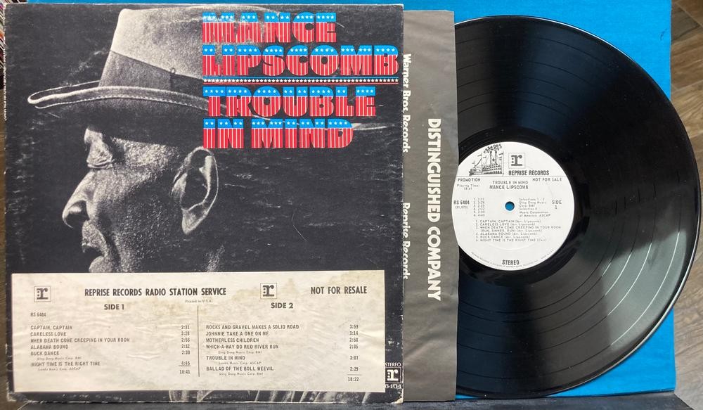 MANCE LIPSCOMB TROUBLE IN MIND~RARE ’70 REPRISE WHITE LBL PROMO~TIMING BAR~BLUES