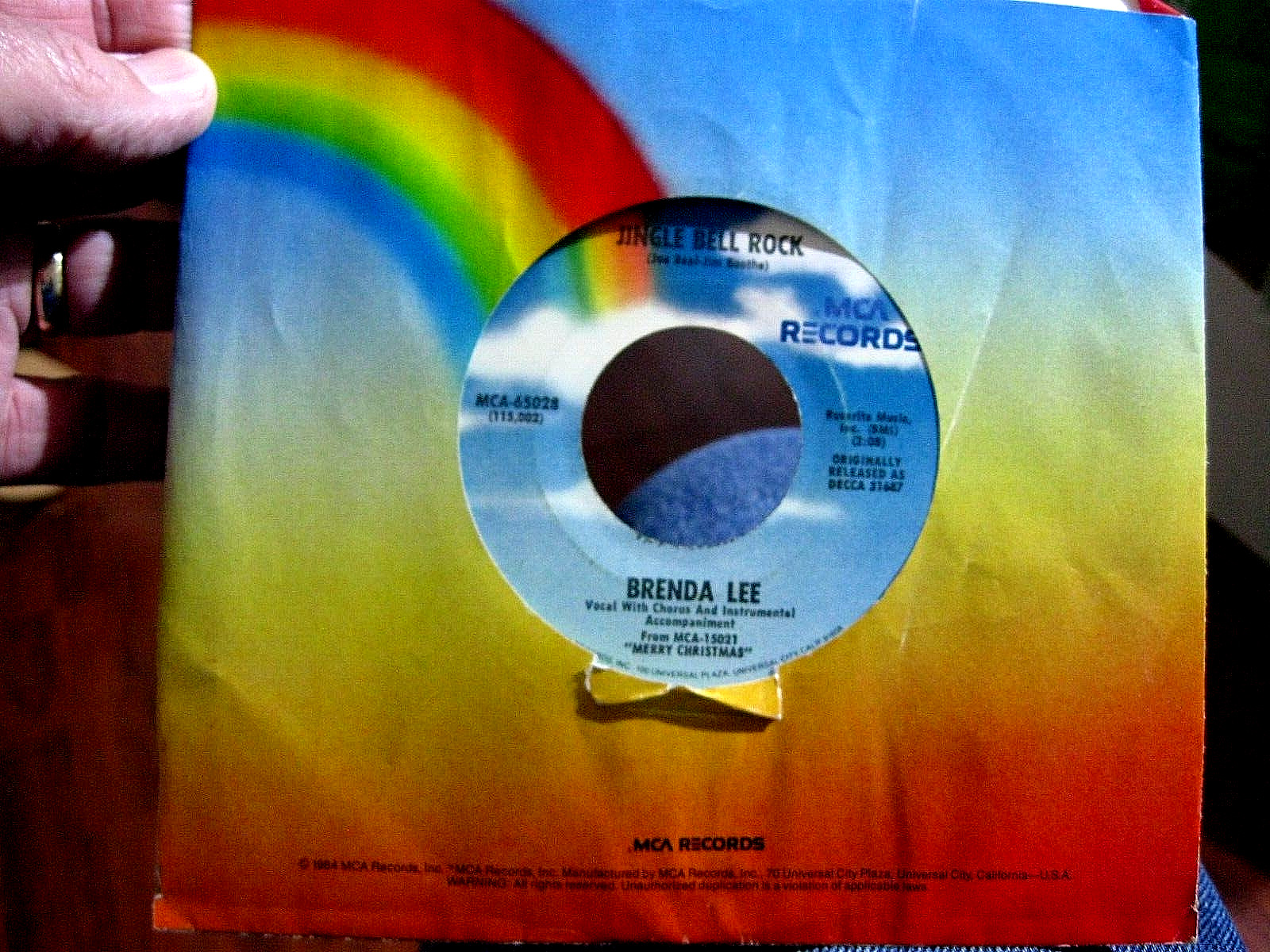 Brenda Lee 45 Jingle Bell Rock / Winter Wonderland 1980 MCA VG+ Vinyl Record