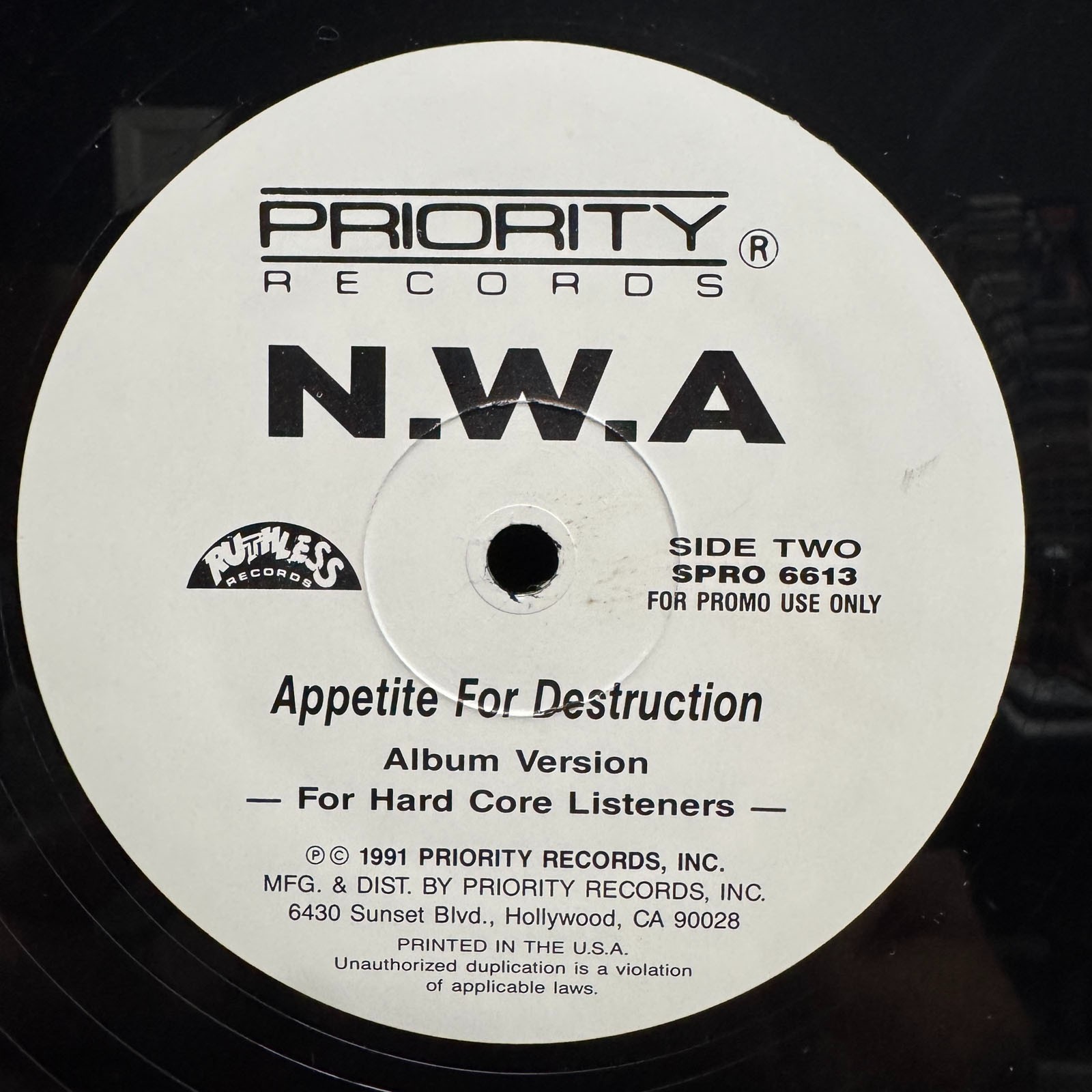 N.W.A. – APPETITE FOR DESTRUCTION (12″) 1991 RARE!! DR. DRE + EAZY-E + MC REN