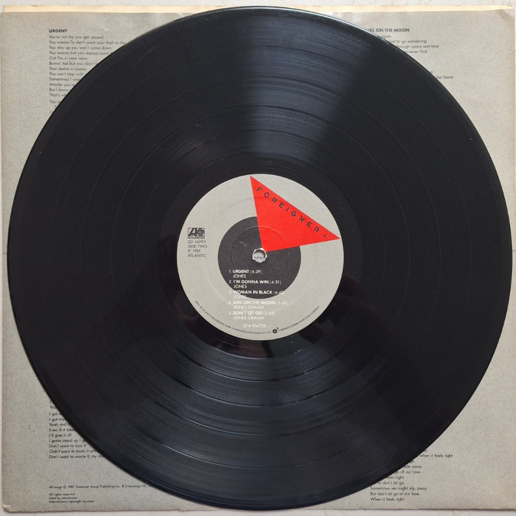 Foreigner ~ 4 (Atlantic 1981 SD 16999) Vinyl w/ Juke Box Hero Urgent