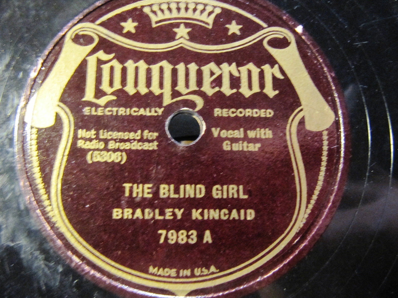 1930 Southern Folk BRADLEY KINCAID Blind Girl/ Picture from Lives Conqueror 7983