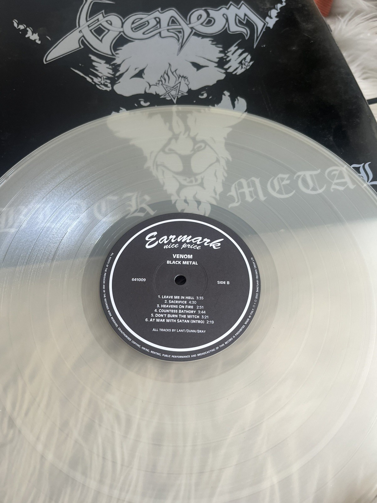 Venom – Black Metal (2002 Earmark Clear Vinyl LP) – Sanctuary Records Reissue