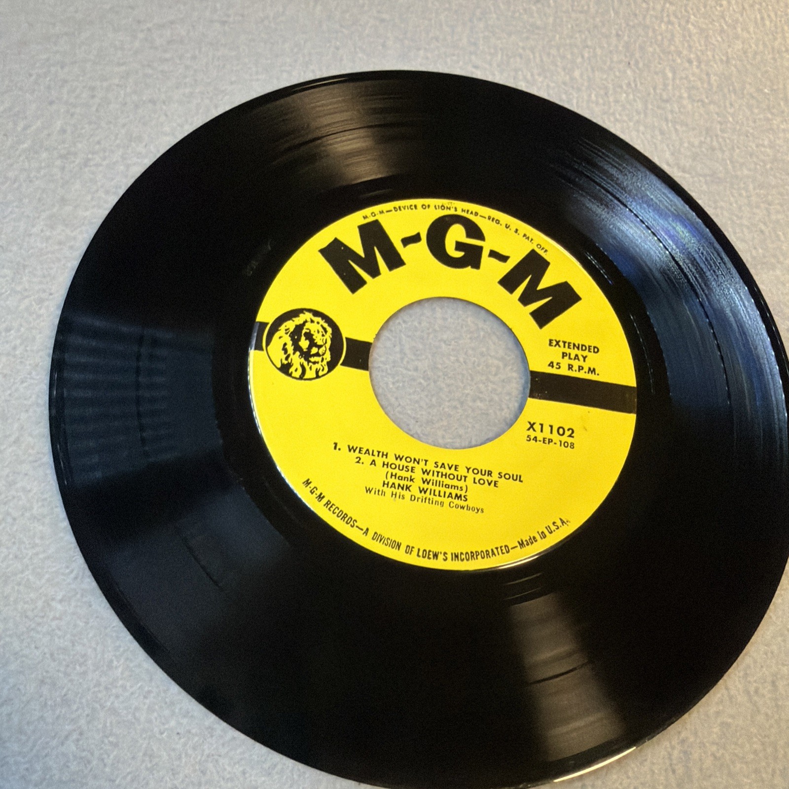 Hank Williams – Sings Volume 2 1954 MGM X1102 EP 45 Vinyl Excellent Lost Highway