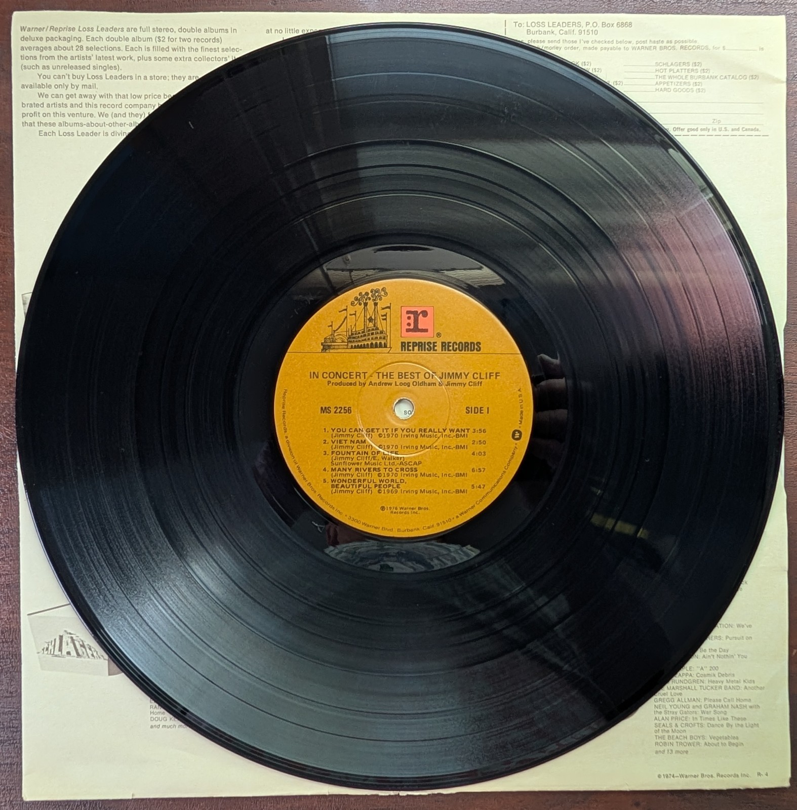 Jimmy Cliff In Concert – The Best Of 1976 Vinyl LP, Reprise, Winchester, NM/VG