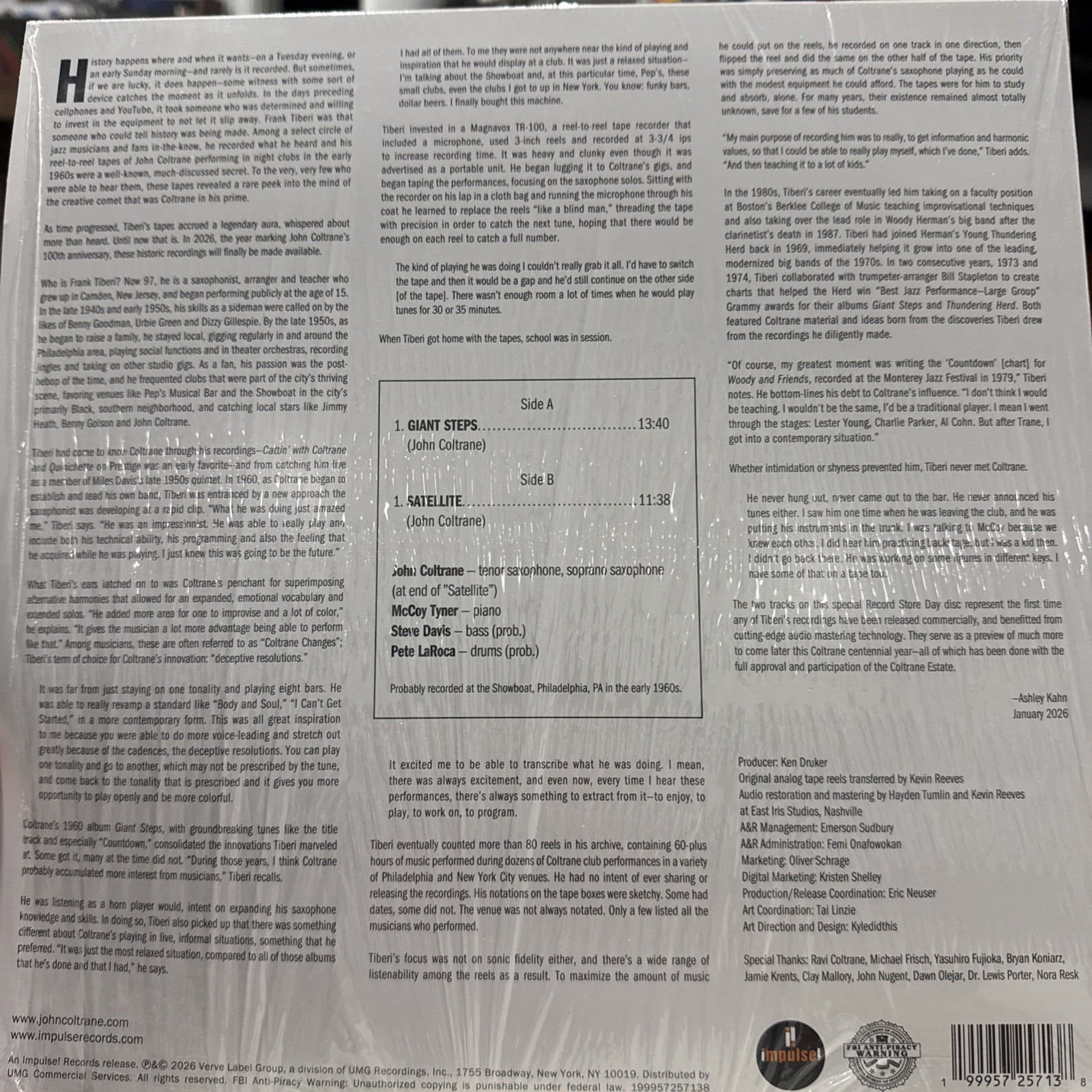 John Coltrane~The Tiberi Tapes: A Preview Of The Mythic Recs [NEW LP] RSD 2026