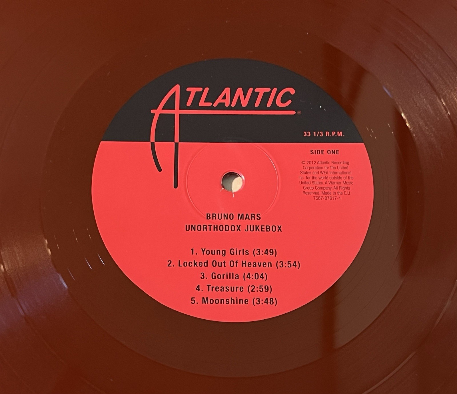 Bruno Mars Unorthodox Jukebox Red Vinyl LP Atlantic 2022 Reissue Soul Rock Funk