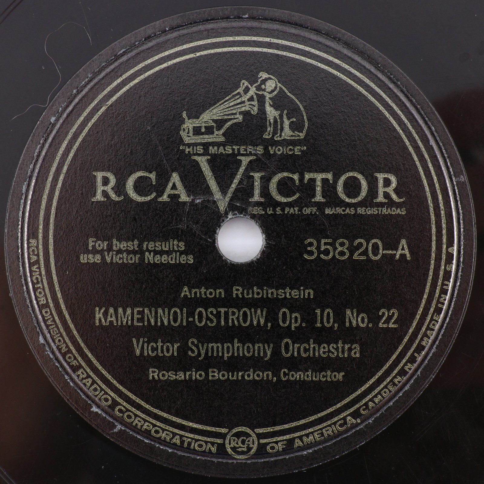 Victor Symphony Orchestra “Kamennoi-Ostrow / Liebestraum 1939 12” 78 rpm 35820