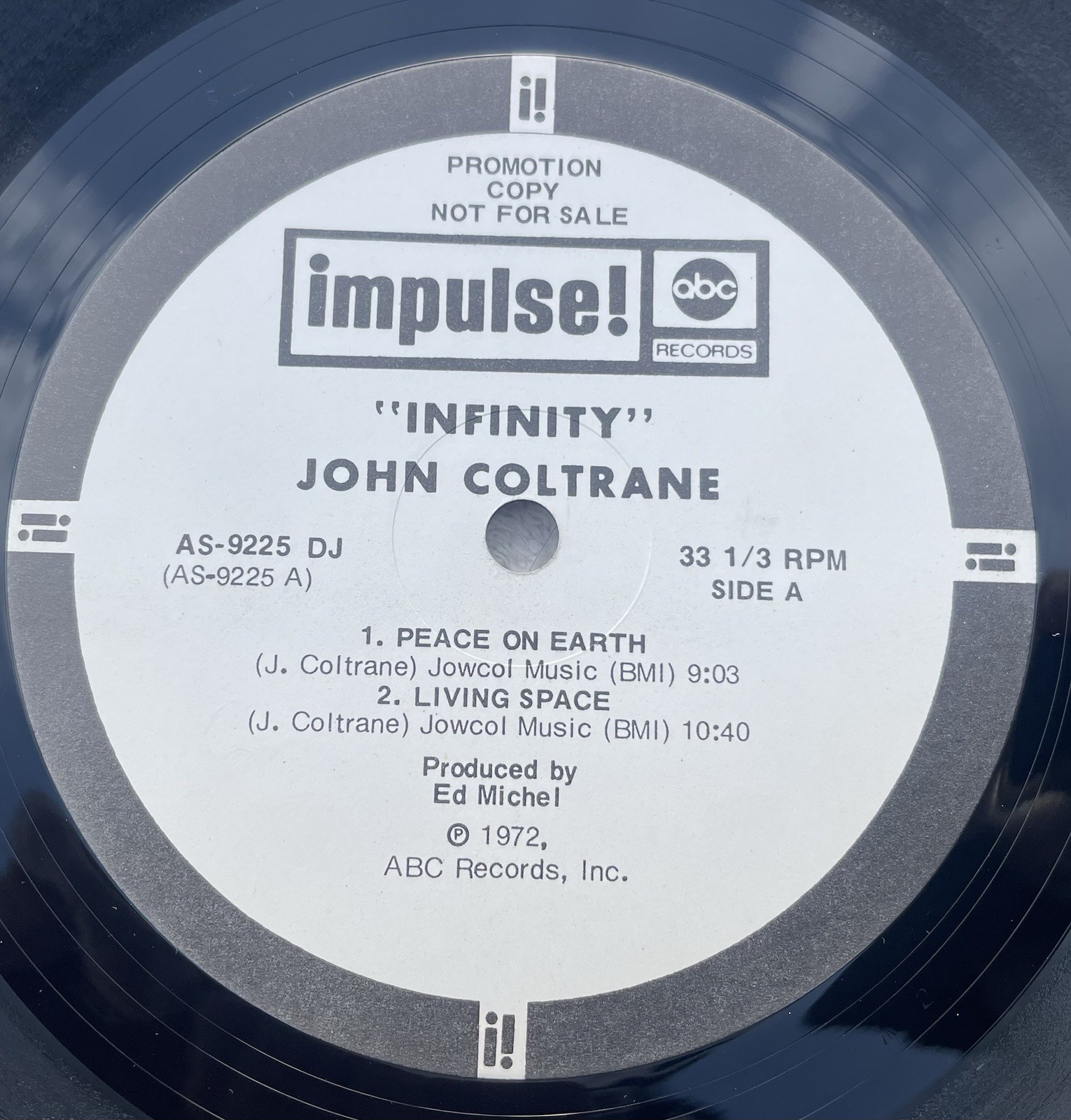 JOHN COLTRANE Infinity IMPULSE AS 9225 DJ WLP Promotional 1972