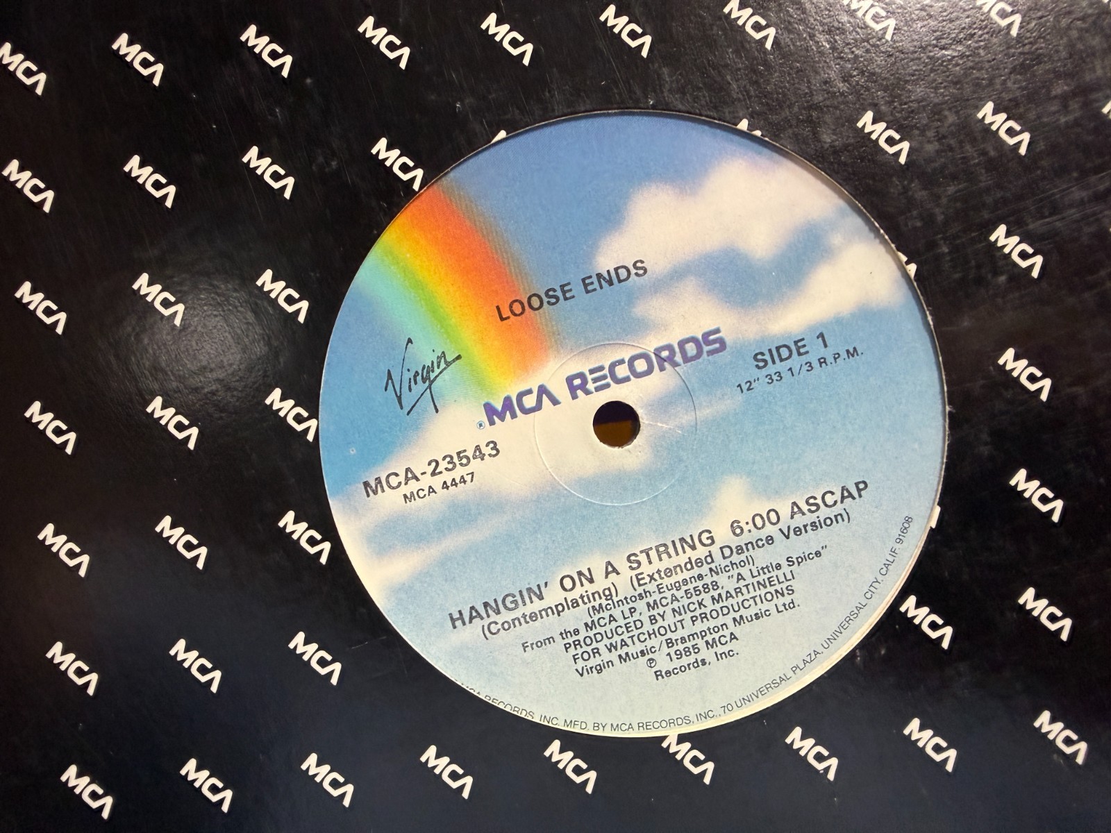 LOOSE ENDS HANGIN’ ON A STRING 12″ 1985 MCA 23543 R&B DJ PROMO EX