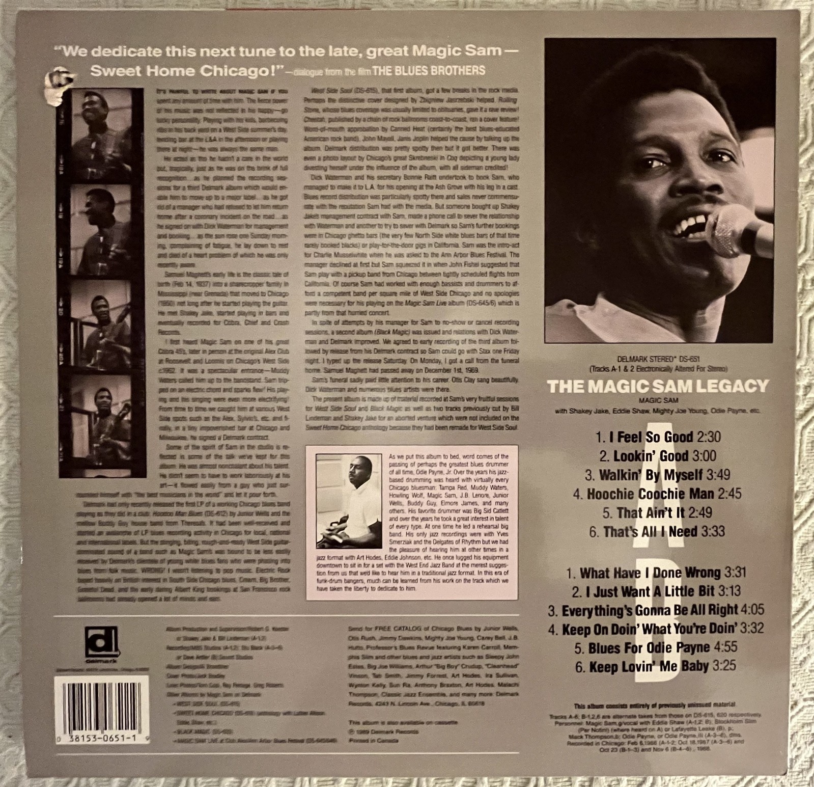 MAGIC SAM – THE MAGIC SAM LEGACY – 1989 DELMARK DS-651 WHITE LABEL PROMO MINT-**