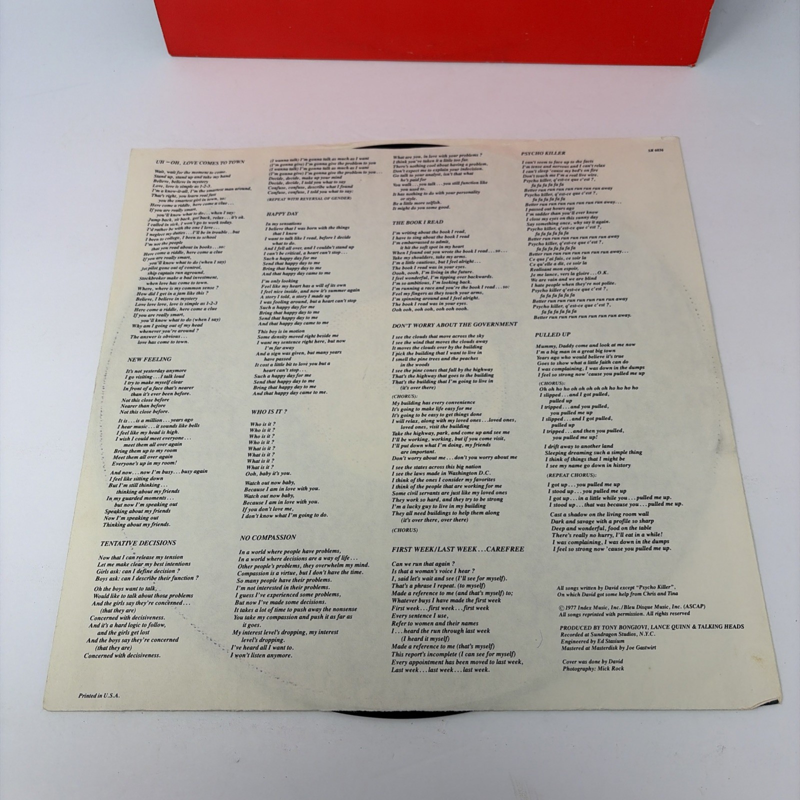 TALKING HEADS 77 SIRE LP,SR 6036 EX Vinyl Record – 1977