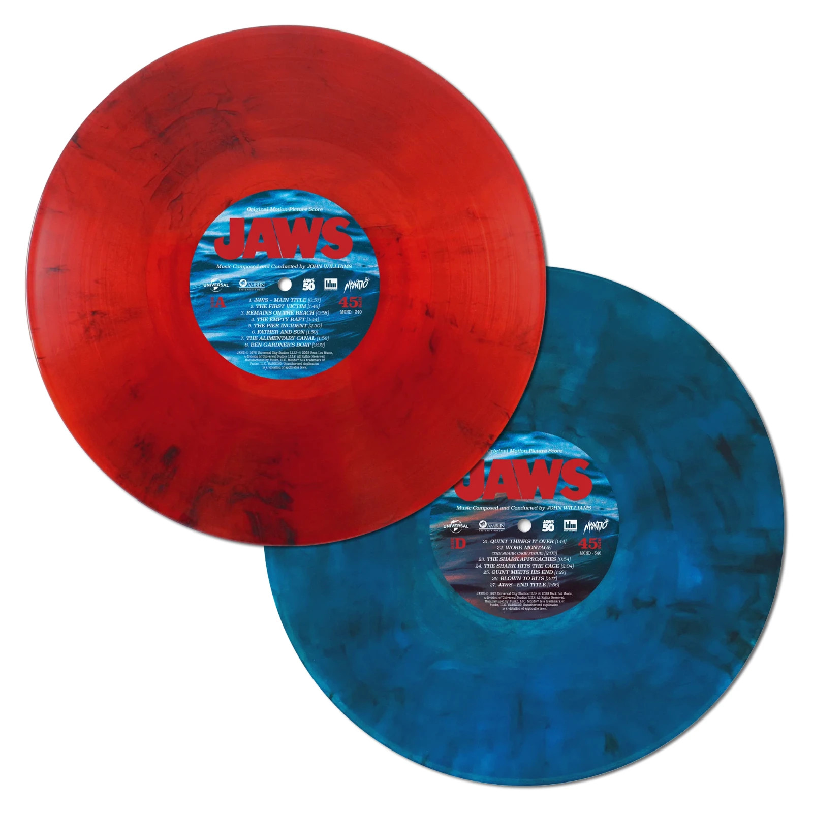 Mondo – Jaws 50 – Original Motion Picture Score – 2xLP Red & Blue Vinyl – NEW