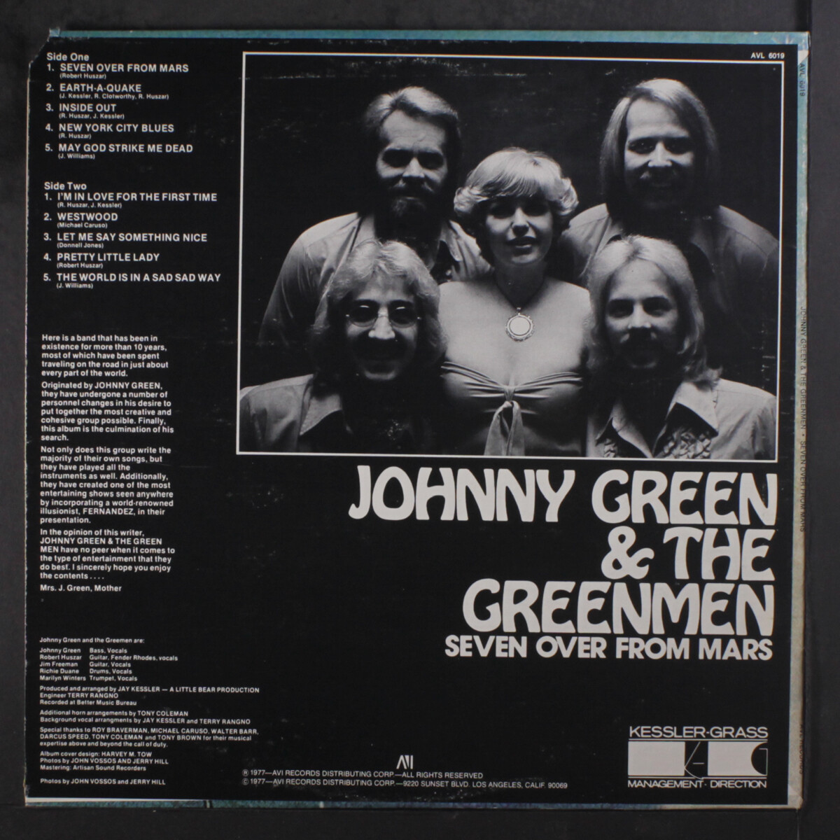 JOHNNY GREEN & GREENMEN: seven over from mars AVI 12″ LP 33 RPM Hear!