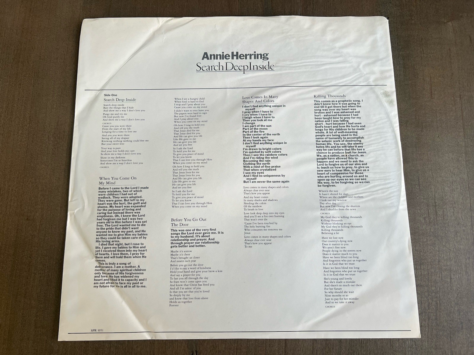Annie Herring Search Deep Inside Vinyl LP SPR 1051 VG+ Shrink Hype Lyrics Sleeve