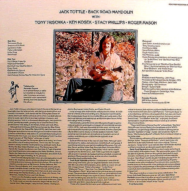 JACK TOTTLE – Back Road Mandolin – ’76 Rounder NM bluegrass LP + tabs booklet