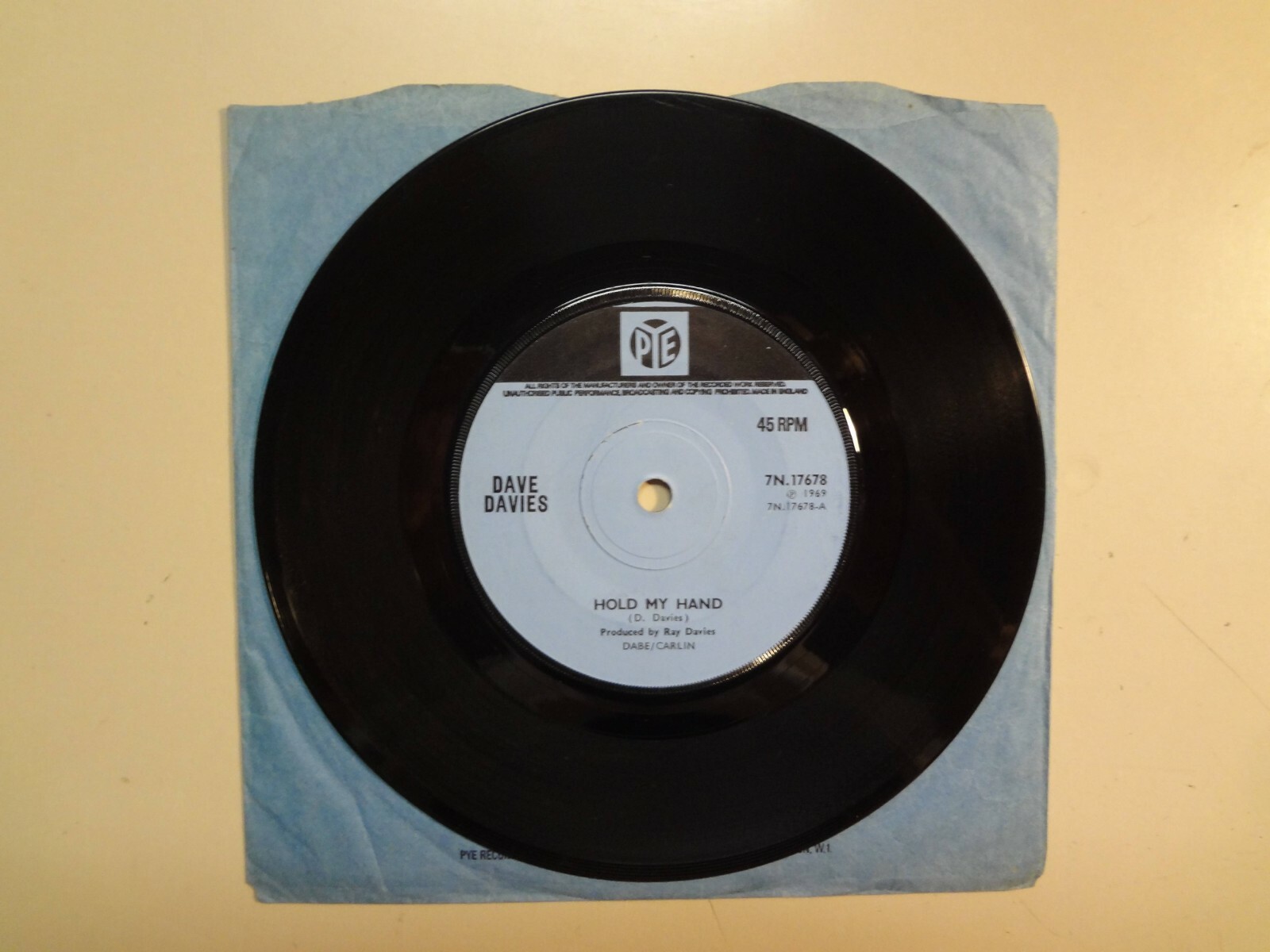 DAVE DAVIES:(Of Kinks)Hold My Hand-Creeping Jean-U.K. 7″ 69 PYE Records 7N.17678