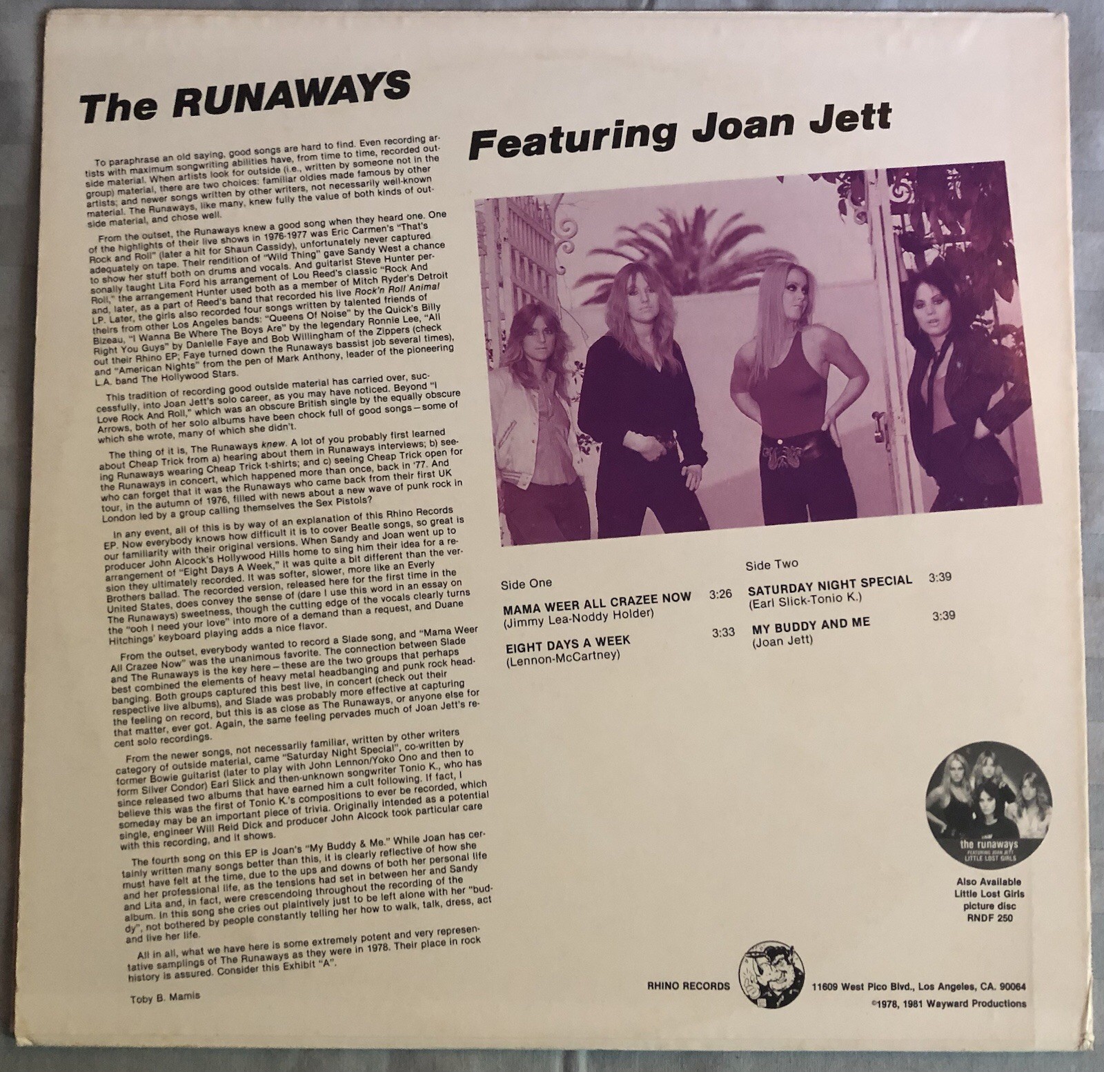 Runaways mini LP Mama Weer All Crazee Now Lita Ford Joan Jett Cherie Riot Girl