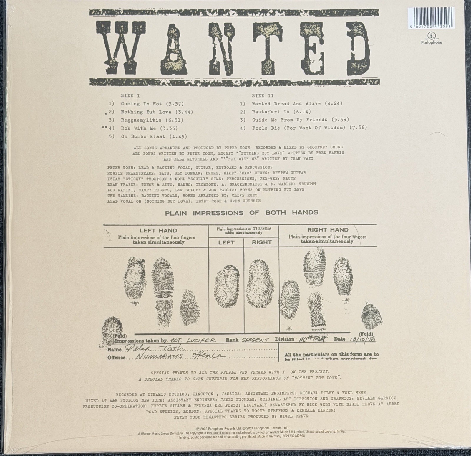 Peter Tosh ¨Wanted Dread & Alive¨ Yellow LP/Vinyl 2025 Reissue
