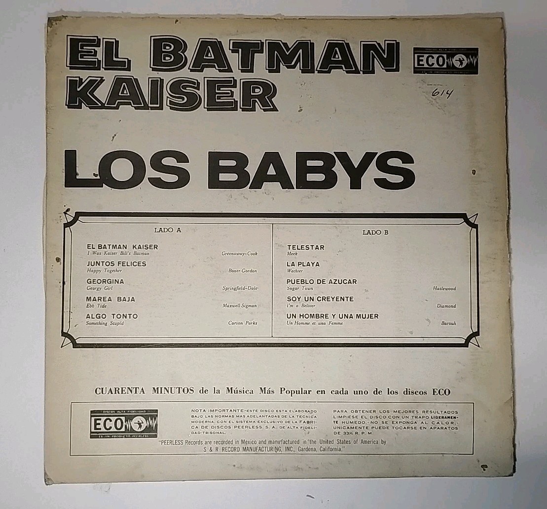 Los Babys – El Kaiser Batman Vinyl LP Latin pop rock ECO-614 Rare Hard To Find