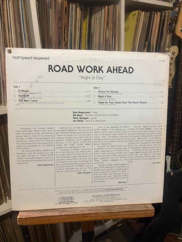 Road Work Ahead ‎– Night & Day 1983 lp TR-520 – Jazz – Private Press