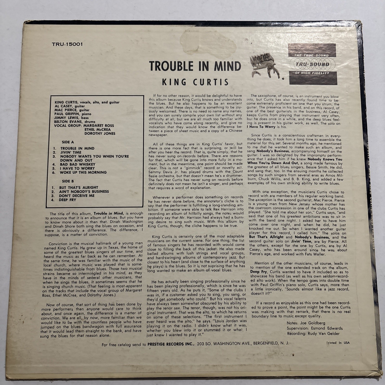 King Curtis – Trouble in Mind 1961 Mono Tru Sound Black Label