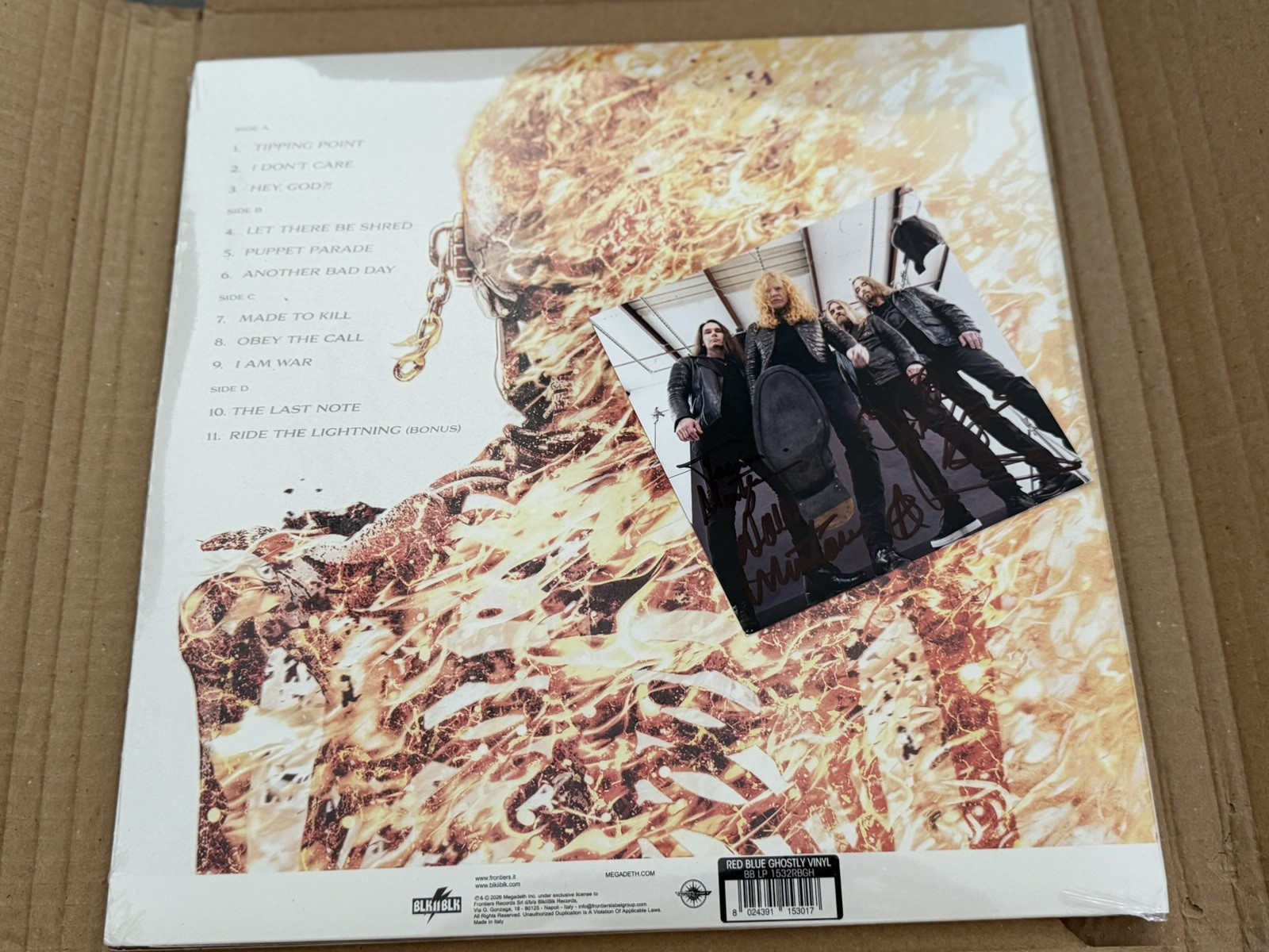 MEGADETH: Limited Ghostly Red & Blue Vinyl LP + SIGNED Art Card Autographed