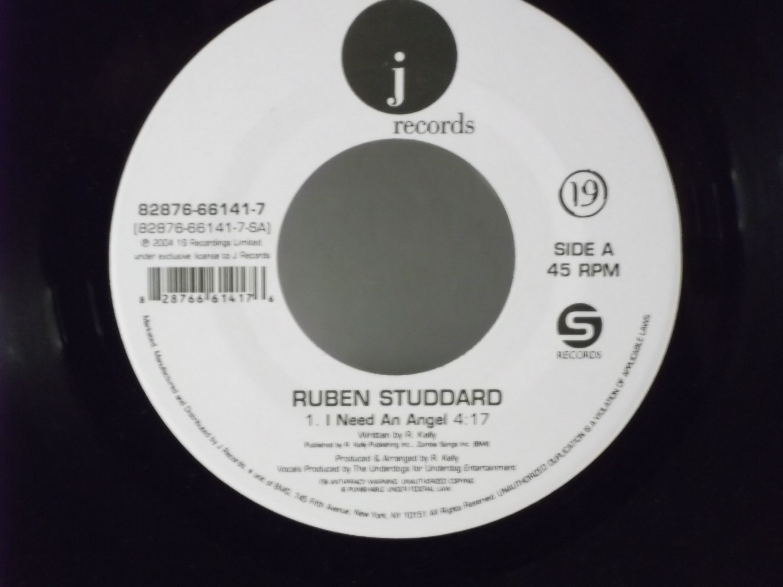 Ruben Studdard,J.Records,”I Need An Angel”US,7″ 45,2004 R&B,American Idol star,M