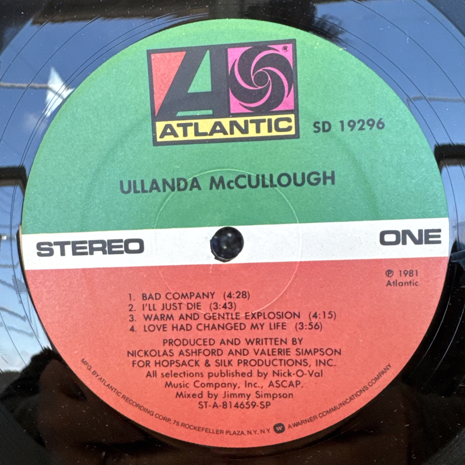 Disco ULLANDA MCCULLOUGH Ullanda McCullough ATLANTIC SD-19296 Stereo PROMO NM!