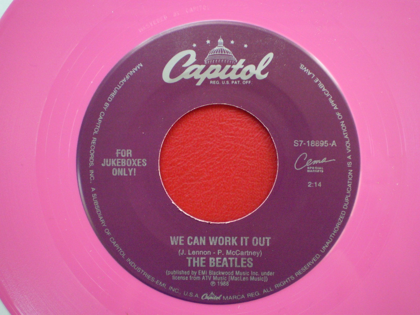 The Beatles DAY TRIPPER NM/NM HOT PINK VINYL JUKE BOX ONLY 45 FAB 4