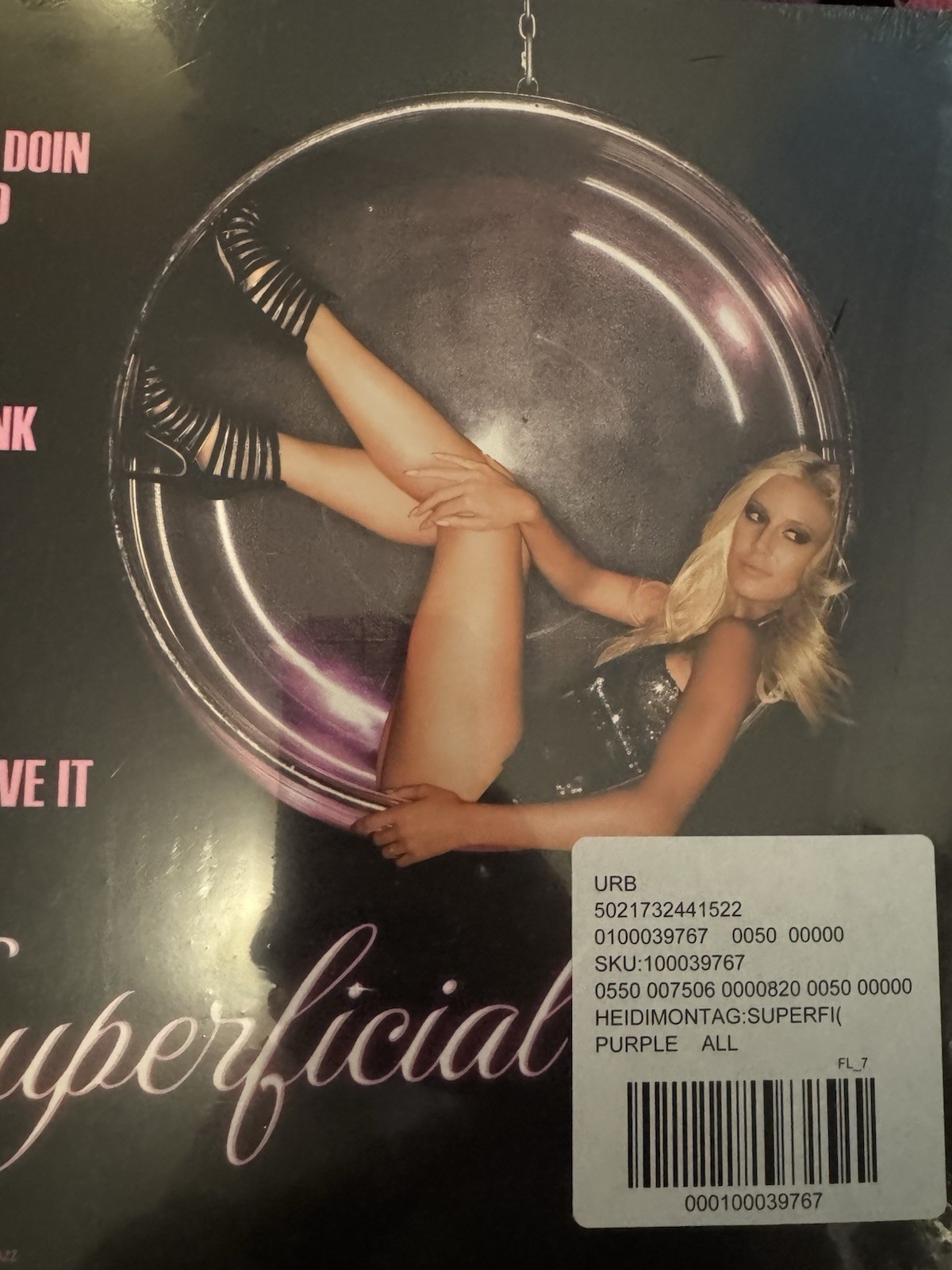 Heidi Montag Superficial Urban Outfitters Vinyl Signed Cover Magenta Glitter