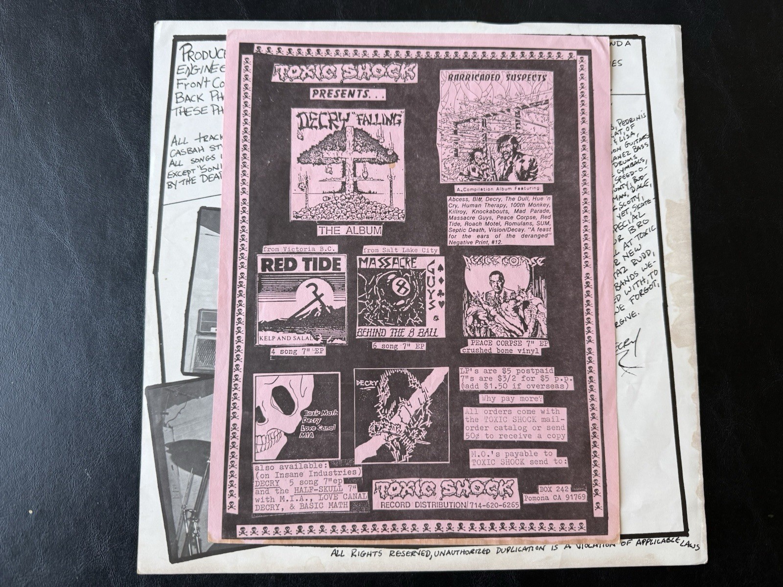Decry “Falling” Toxic Shock – Original Press – Hardcore LP 1985