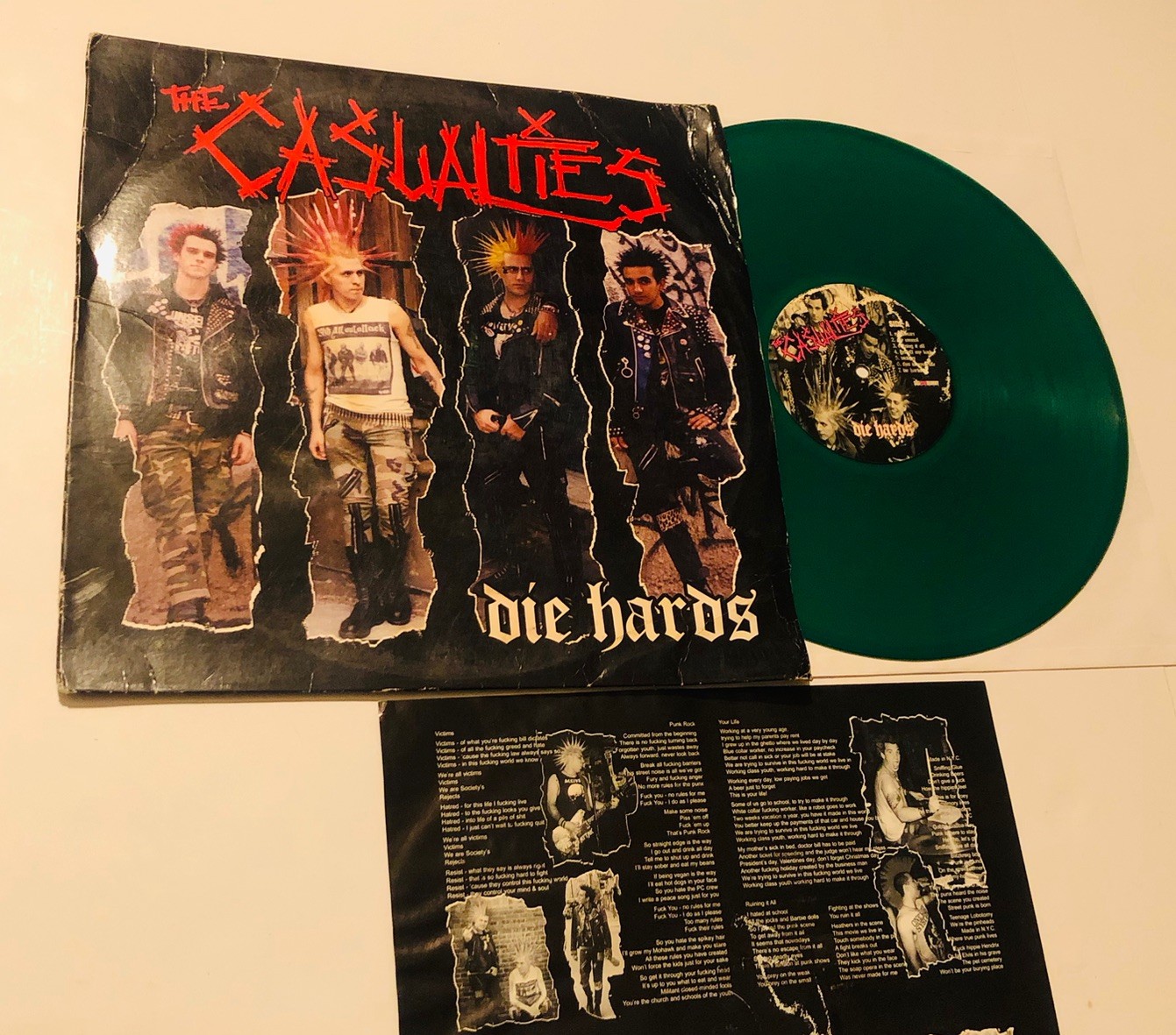 The Casualties Die Hards Green Colored Vinyl LP 2001 Side One Dummy Records