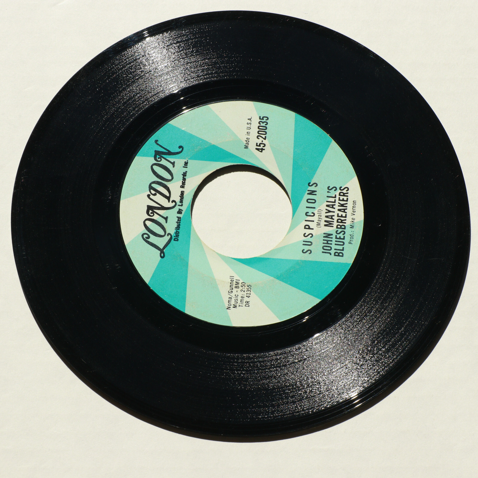 John Mayall’s Bluesbreakers *Suspicions/Oh, Pretty Woman* 45 rpm Vinyl 7″ Single