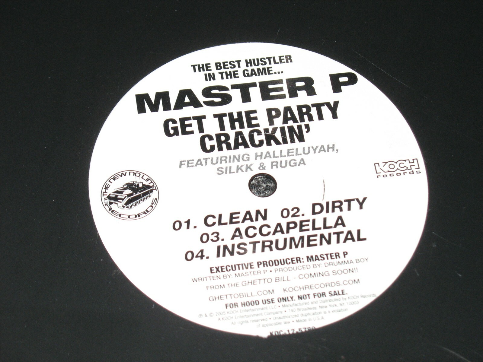 Master P “Yappin / Get the Party Crackin” Promo Single (2005) VG+ Koch Records