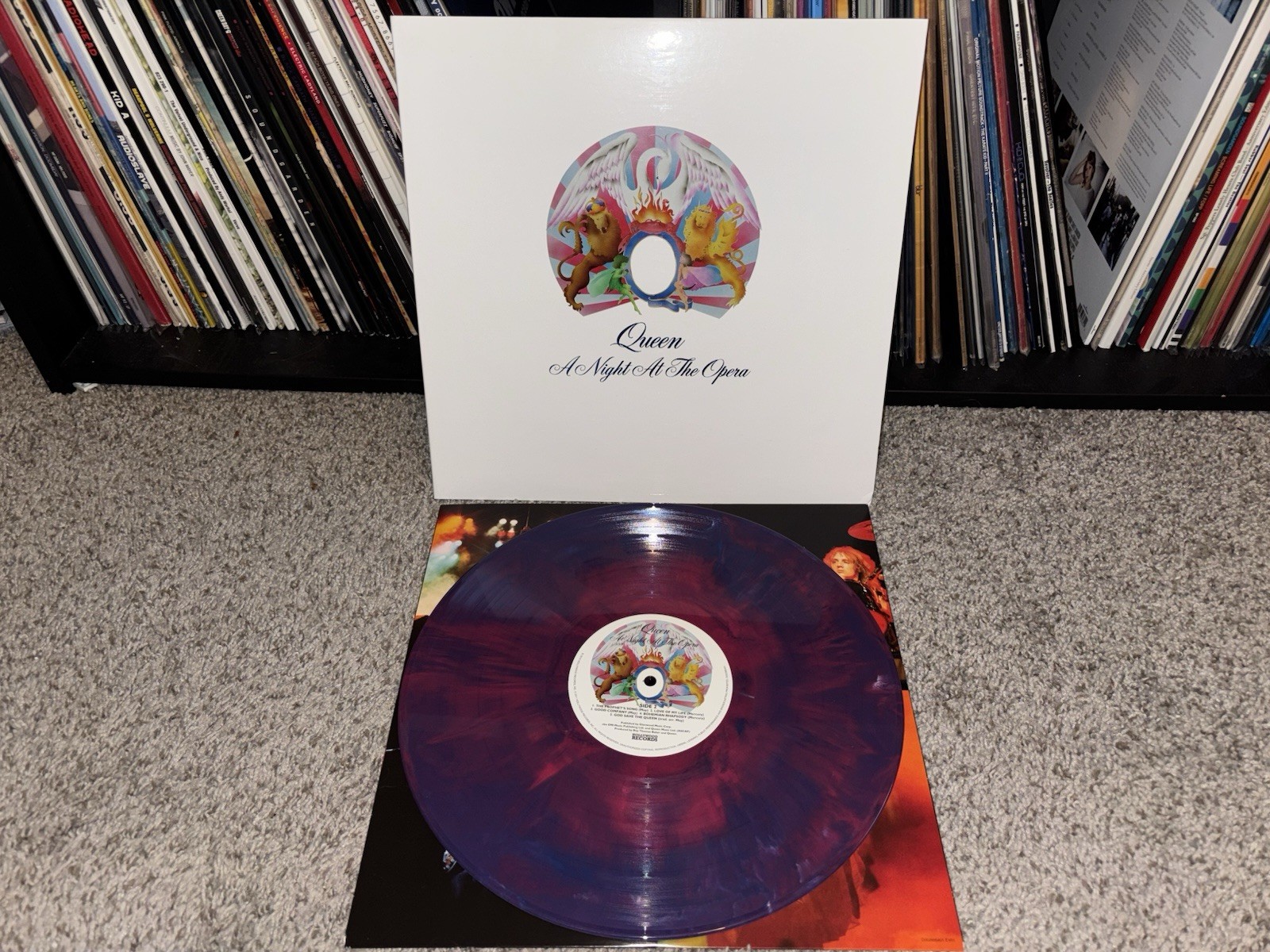 Queen A Night At The Opera Rare Purple and Red Marble Colored Vinyl Record LP