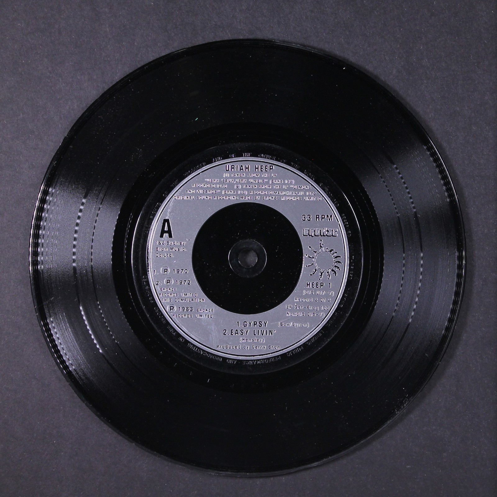 URIAH HEEP: stay on top +5 BRONZE 7″ Single 45 RPM United Kingdom