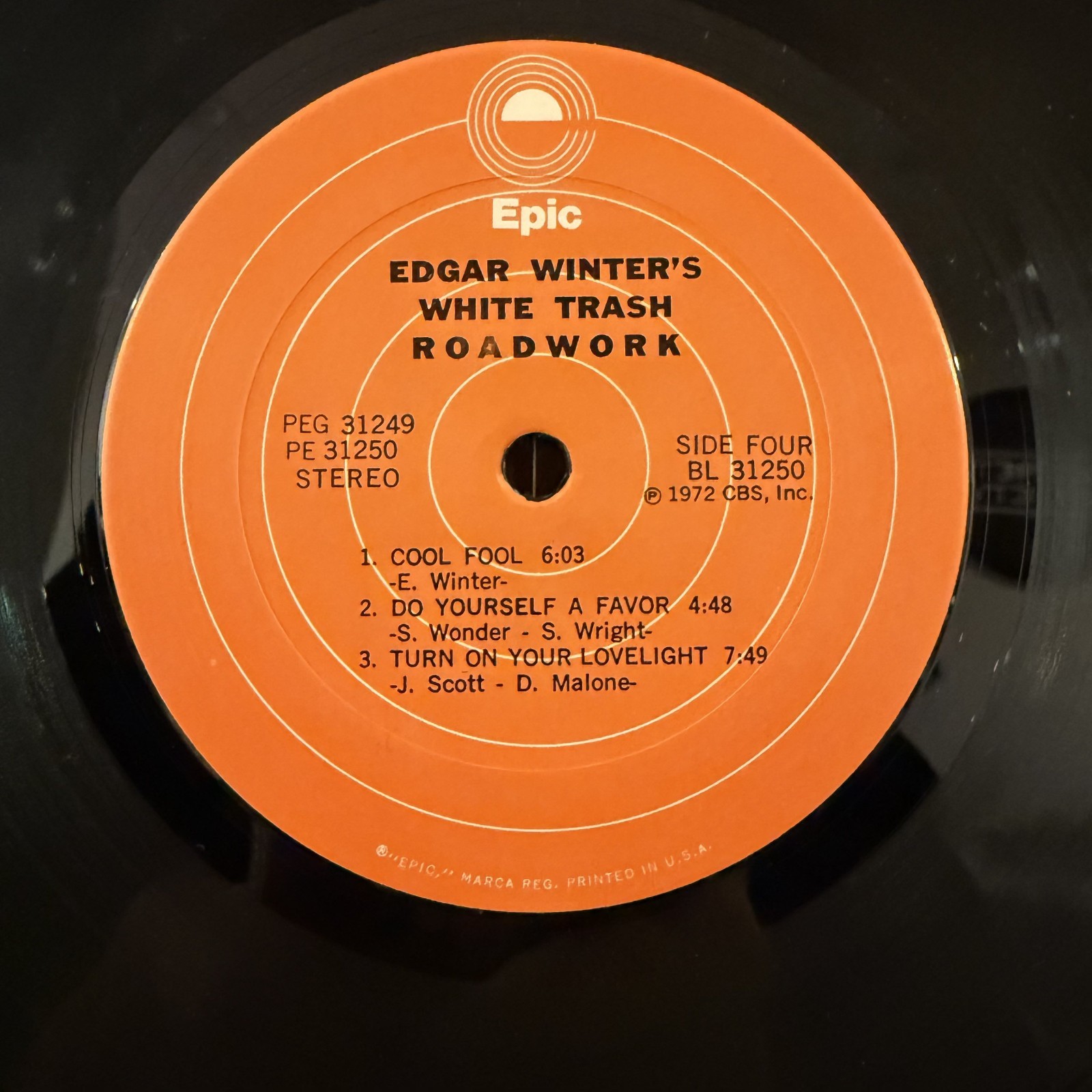 Edgar Winter’s White Trash Roadwork Vinyl 2 LP Epic PEG 31249 Rick Derringer EX