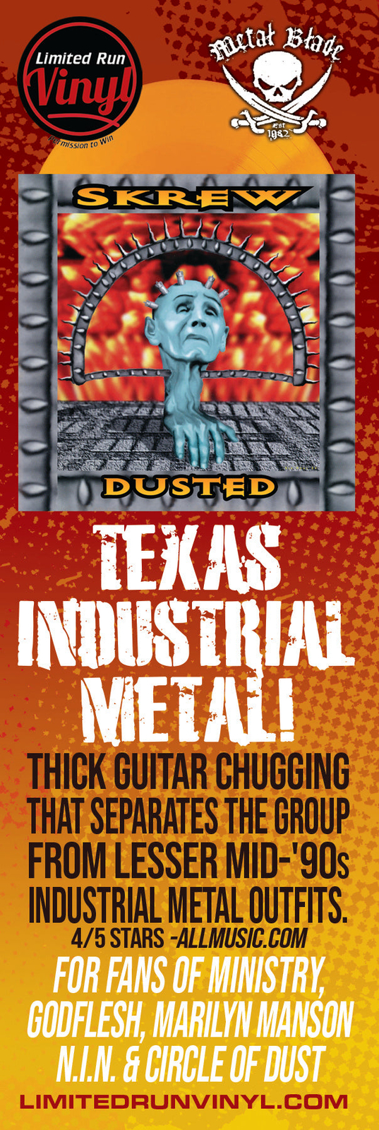 Skrew – Dusted (Orange Vinyl, 2025, Brutal Planet) 90’s Industrial/Metal Monster
