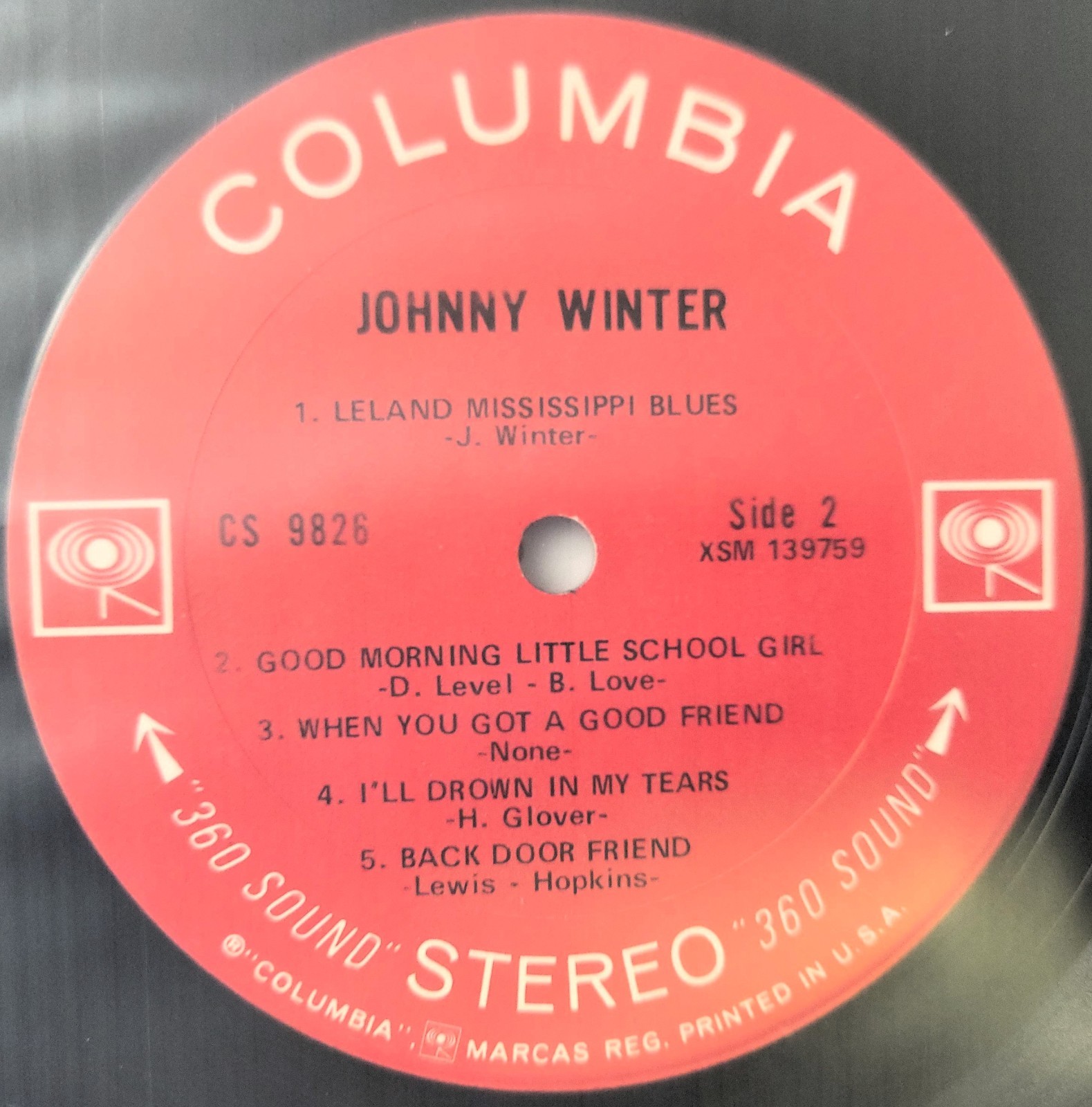 JOHNNY WINTER – ‘SELF-TITLED’ – VINYL LP – 1969 – COLUMBIA – CAT# CS-9826