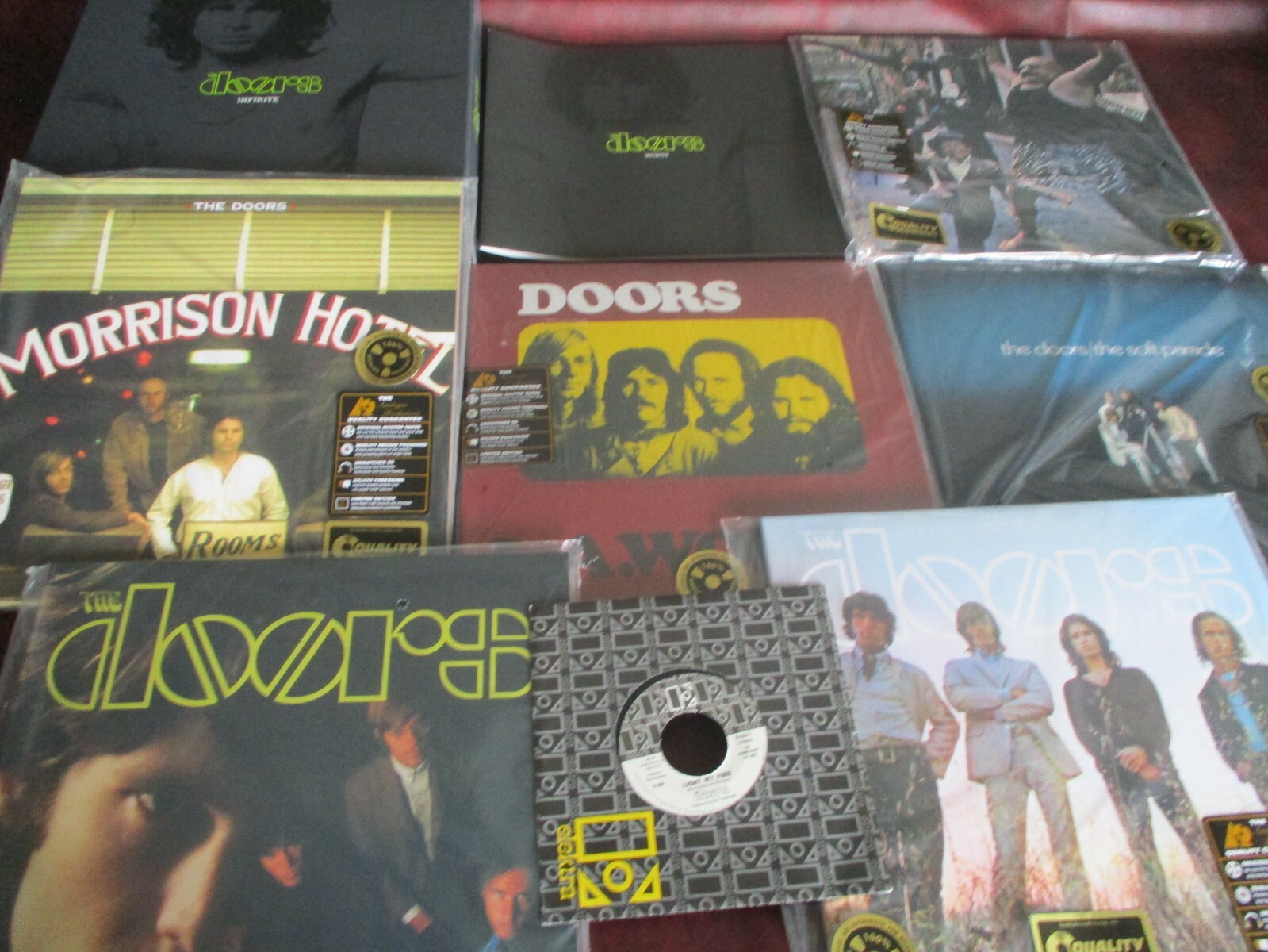 THE DOORS INFINITE BOX SET + BOOKLET 6 SEALED TITLES WITH 12 RPM 45 SPEED LPS