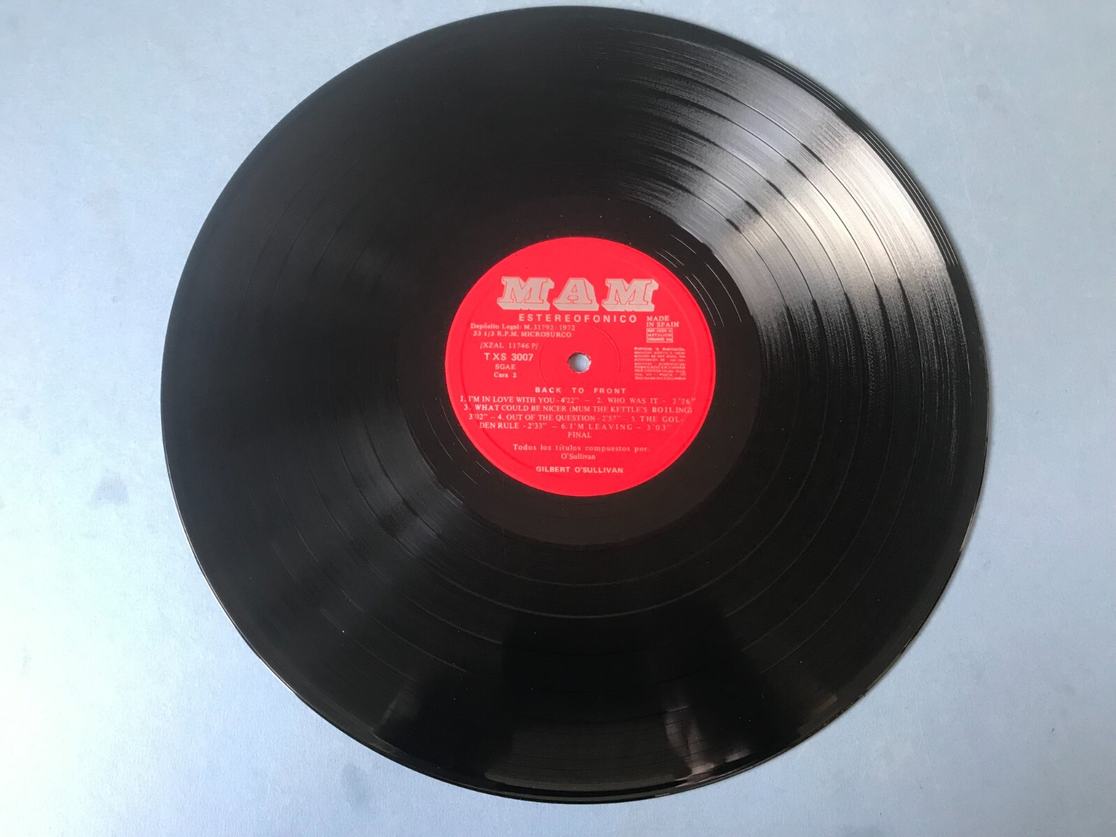 Gilbert O’Sullivan – Back to Front – Vinyl LP Album, 33rpm, 1972, MAM