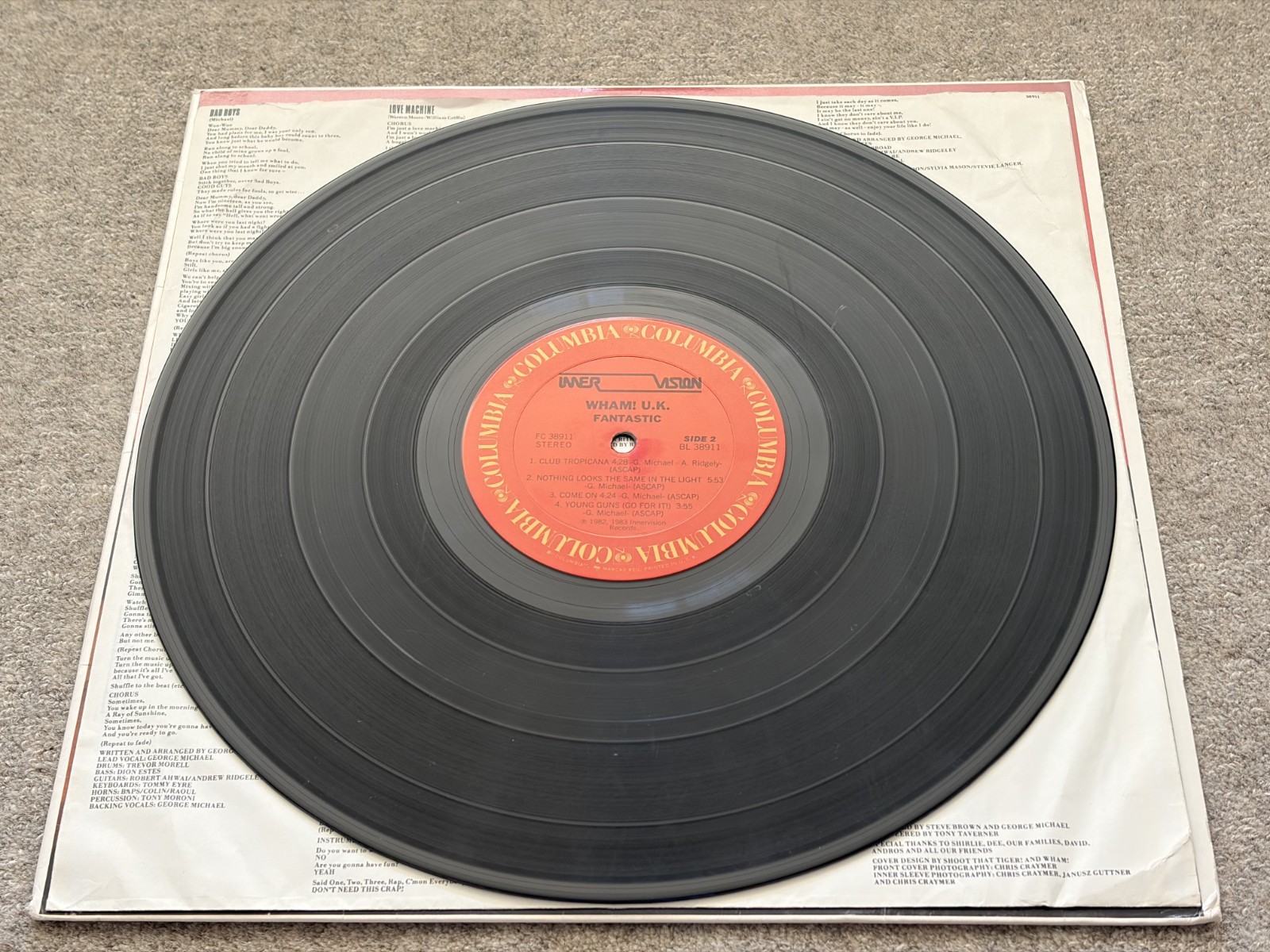Wham! U.K. Fantastic Vinyl LP 1983 Columbia BFC 38911 US Pressing Pop Album