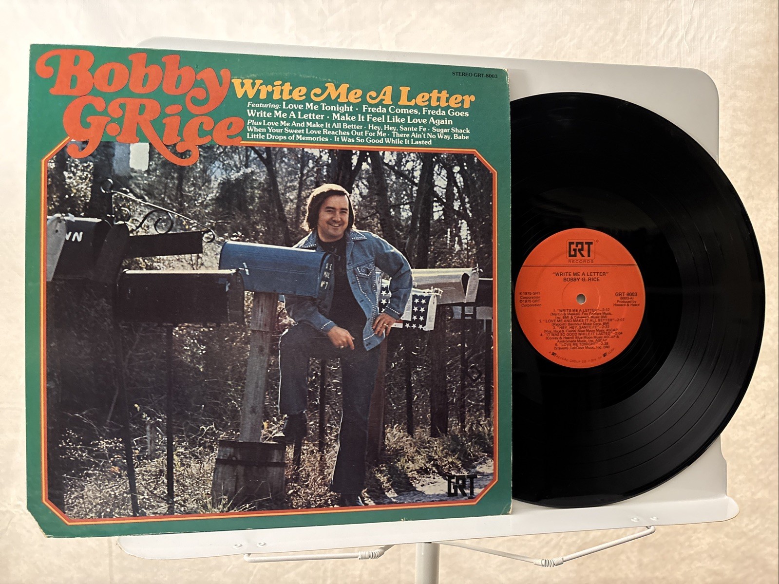 Bobby G. Rice – Write Me A Letter – 1975 Vinyl LP – EX/VG