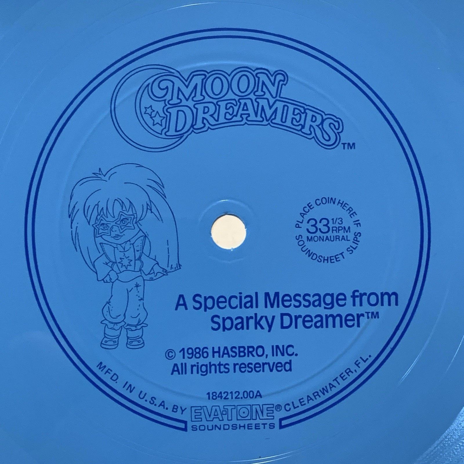Moon Dreamers A Special Message From Sparky Dreamer 1986 Flexi 6″ Record Hasbro