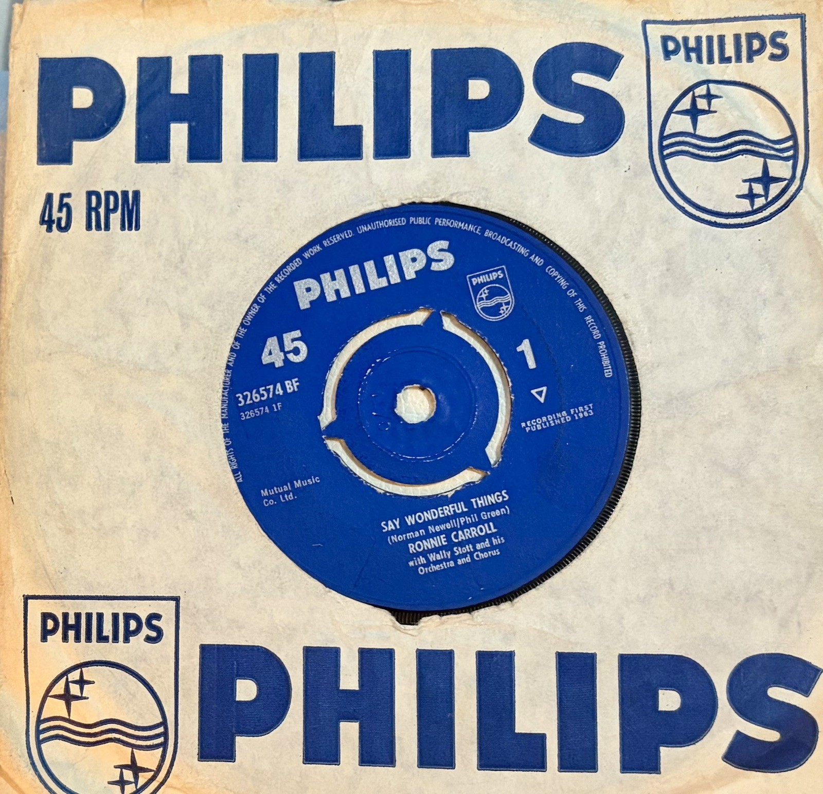 Eurovision UNITED KINGDOM 1963 RONNIE CARROLL Say Wonderful Things – 7”